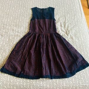 French Connection Navy and Coral Eyelet Dress